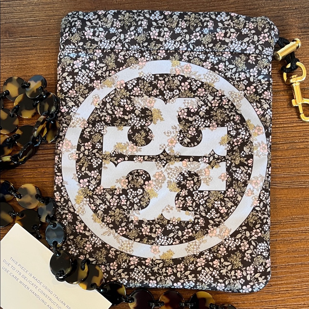 NWT Tory Burch Tortoiseshell Resin Link Strap with Gold Logo Clasp - Picture 6 of 7